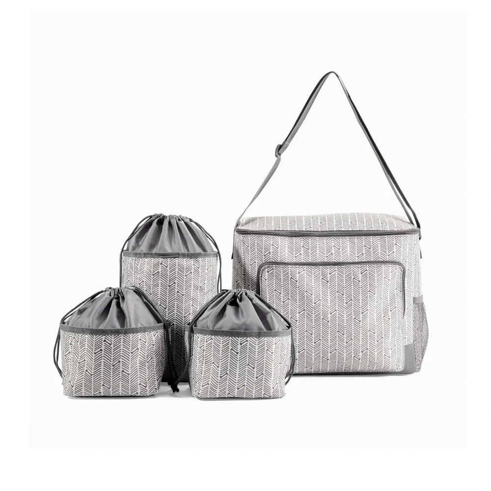 Gray HerringBONE Pet Carrier Set with Pet Business Bag